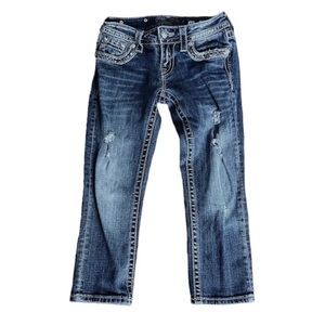 Miss Me Size 25 Signature Cuffed Capri Jeans Design Pockets Distressed
